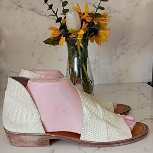 FREE PEOPLE Womens Cream Woven Open-Toe Sandals